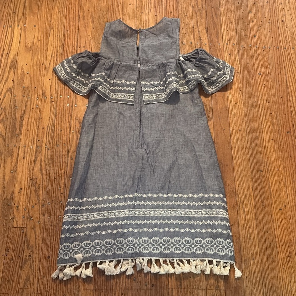 Mi Ami Dress Blue Ruffle Tassel Hem Small - Picture 5 of 7